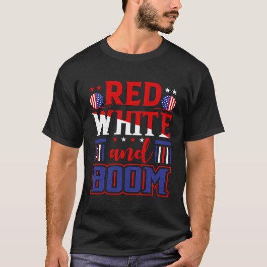Vierde juli 4 juli Rood Wit en Boom T-shirt (Voorkant)