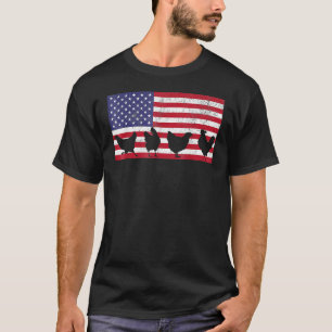 Vierde Juli 4e Kip Hen Boerderij Amerikaanse Vlag T-shirt