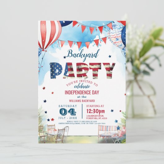 Vierde juli Achtertuin Feest En Achtertuin Kaart (Staand voorkant)