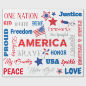Vierde juli Amerika Verenigde Staten woorden Geper Cadeaupapier (Vlak)