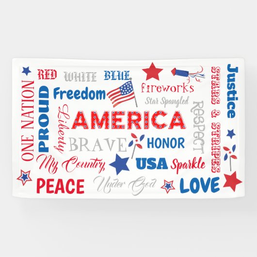 Vierde juli Amerika Verenigde Staten woorden Geper Spandoek (Horizontaal)