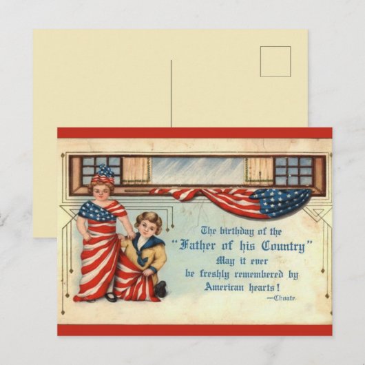  Vierde juli Amerikaans hart Briefkaart (Voorkant / Achterkant)