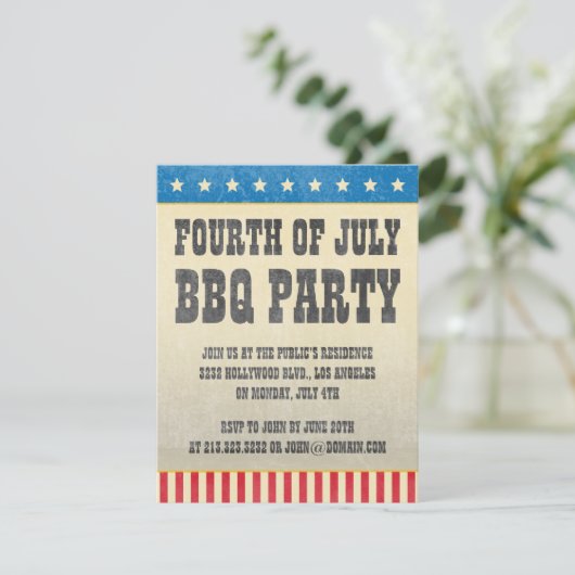  vierde juli Amerikaanse BBQ Party Kaart (Staand voorkant)