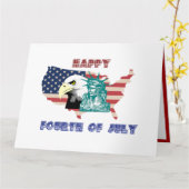 Vierde juli Amerikaanse Freedom Eagle Illustratie Kaart (Gele Bloem)