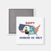 Vierde juli Amerikaanse Freedom Eagle Illustratie Magneet (Voorkant / Achterkant)