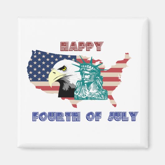 Vierde juli Amerikaanse Freedom Eagle Illustratie Magneet (Voorkant)