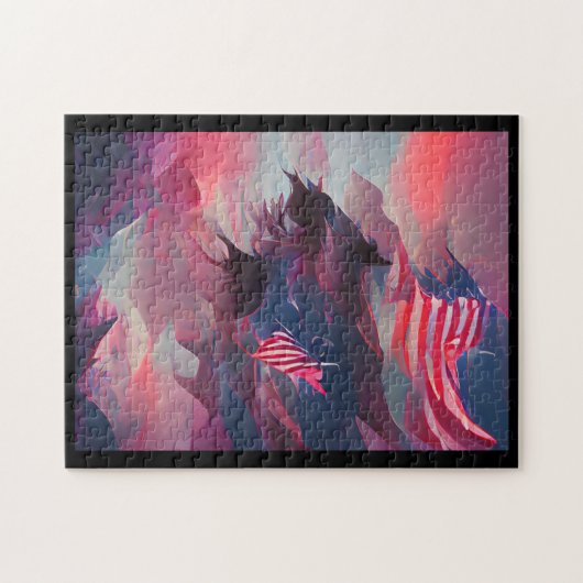 Vierde juli Amerikaanse vlag digitale abstracte ku Legpuzzel (Horizontaal)