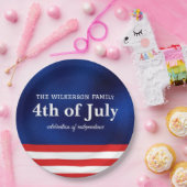 Vierde juli Amerikaanse vlag op blauwe Folie Papieren Bordje (Feest)