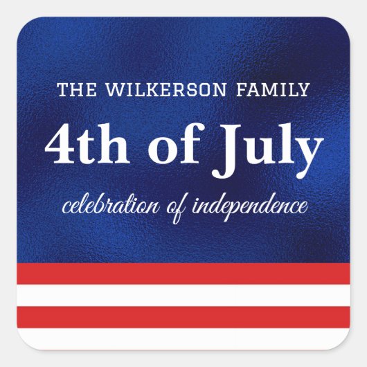 Vierde juli Amerikaanse vlag op blauwe Folie Vierkante Sticker (Voorkant)