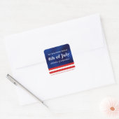 Vierde juli Amerikaanse vlag op blauwe Folie Vierkante Sticker (Envelop)
