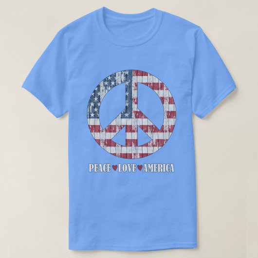Vierde juli Amerikaanse Vlag Vredeshirt T-shirt (Design voorkant)