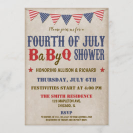 Vierde juli baby shower rode witte blauwe bijtende kaart