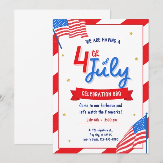 Vierde Juli BBQ-feestje Kaart (Voorkant / Achterkant)