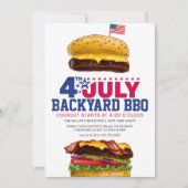 Vierde Juli BBQ-feestuitnodiging Kaart (Voorkant)