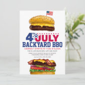 Vierde Juli BBQ-feestuitnodiging Kaart (Staand voorkant)