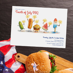 Vierde Juli BBQ Mascottes   Onafhankelijkheidsdag Kaart