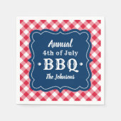 Vierde juli BBQ Navy Red Gingham Custom Servet (Voorkant)