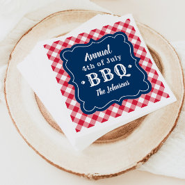 Vierde juli BBQ Navy Red Gingham Custom Servet