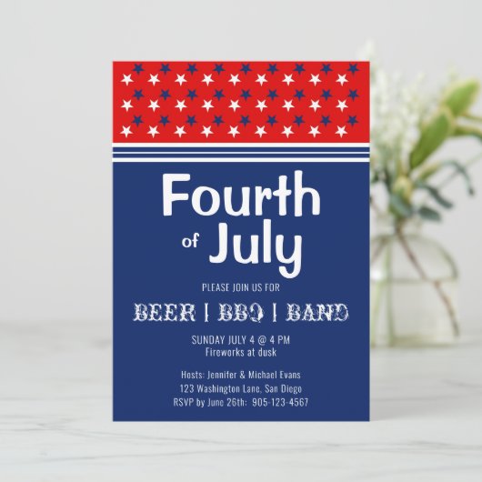 Vierde juli BBQ Red White Blue Kaart (Staand voorkant)