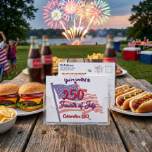 Vierde Juli BBQ-uitnodiging Patriottisch Schrift