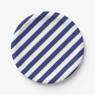 Vierde juli Blauwe Witte Stripes Borden Papieren Bordje