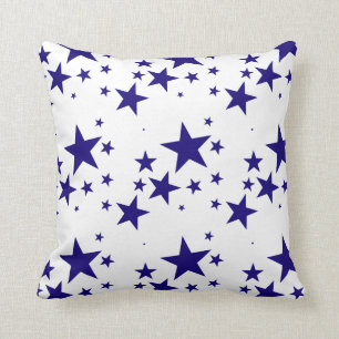 Vierde juli Blue Star Splash Pattern op White Kussen