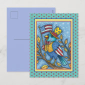 VIERDE JULI BLUEBIRD TWEET, AMERIKAANSE VLAG VS FEESTDAGENKAART (Voorkant / Achterkant)