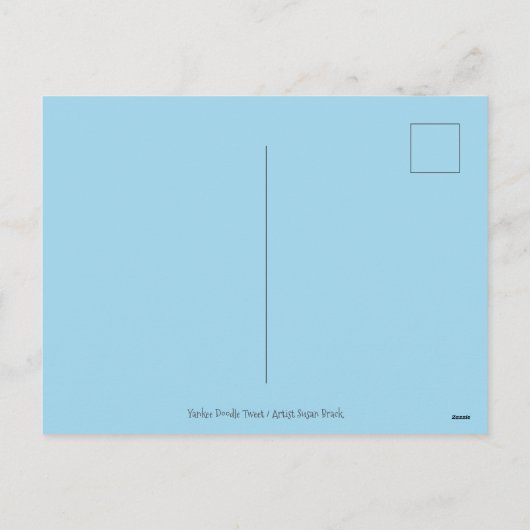 VIERDE JULI BLUEBIRD TWEET, AMERIKAANSE VLAGVERKLA FEESTDAGENKAART (Achterkant)