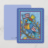 VIERDE JULI BLUEBIRD TWEET, AMERIKAANSE VLAGVLAG FEESTDAGENKAART (Voorkant / Achterkant)