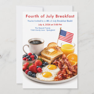 Vierde Juli-breakfast - Patriottische brunch Kaart