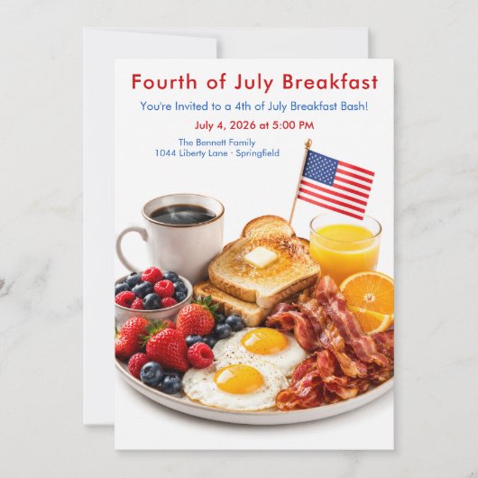 Vierde Juli-breakfast - Patriottische brunch Kaart (Voorkant)