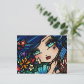 Vierde juli Briefkaart van de vlag Star Mermaid Fa (Staand voorkant)