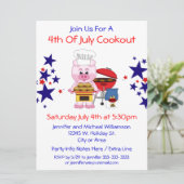 Vierde juli Cookout Funny Pig Hamburgers en Stars Kaart (Staand voorkant)