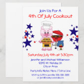 Vierde juli Cookout Funny Pig Hamburgers en Stars Kaart (Voorkant / Achterkant)