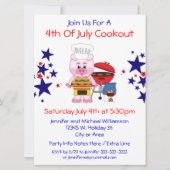 Vierde juli Cookout Funny Pig Hamburgers en Stars Kaart (Voorkant)