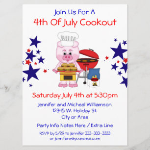 Vierde juli Cookout Funny Pig Hamburgers en Stars Kaart