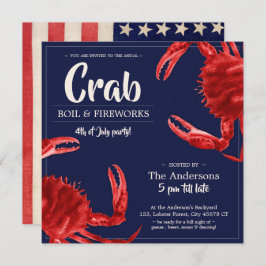  vierde juli Crab Boil Summer Party Kaart