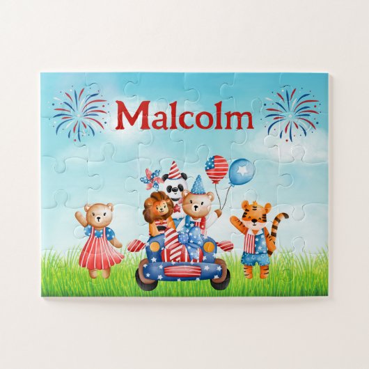 Vierde juli Custom Child Name Puzzel (Horizontaal)