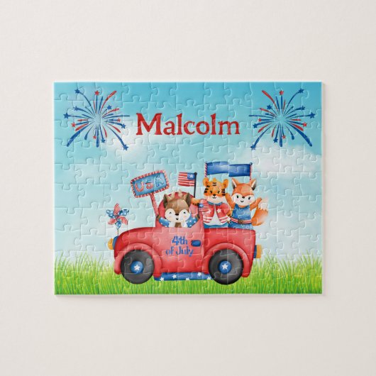 Vierde juli Custom Child Name Puzzel (Horizontaal)