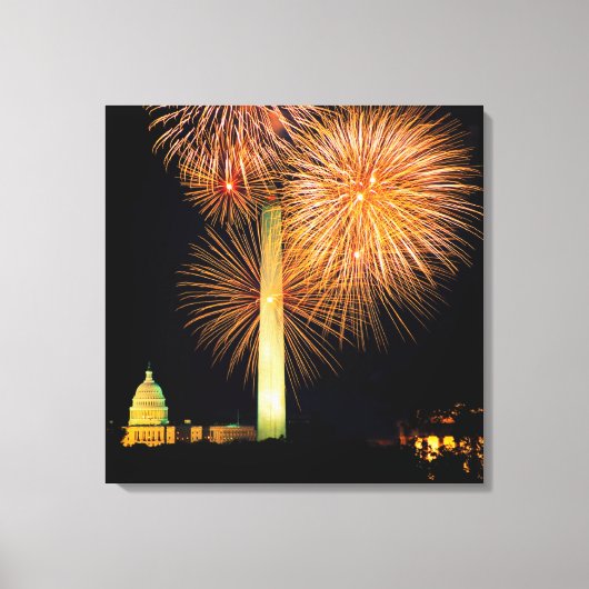 Vierde juli, de Vertoning van het Vuurwerk, Veldli Canvas Afdruk (Voorkant)