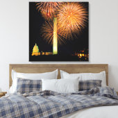 Vierde juli, de Vertoning van het Vuurwerk, Veldli Canvas Afdruk (Insitu (Slaapkamer))