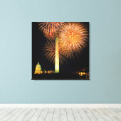 Vierde juli, de Vertoning van het Vuurwerk, Veldli Canvas Afdruk (Insitu (Houten vloer))