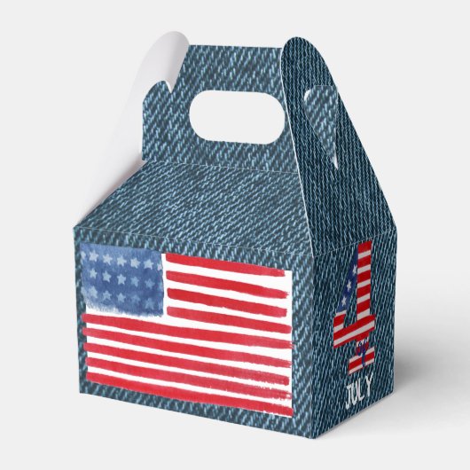 Vierde juli Denim Blue Favor Box Bedankdoosjes (Achterkant)