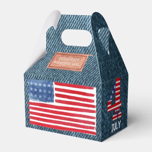 Vierde juli Denim Blue Favor Box Bedankdoosjes (Voorkant Zijde)