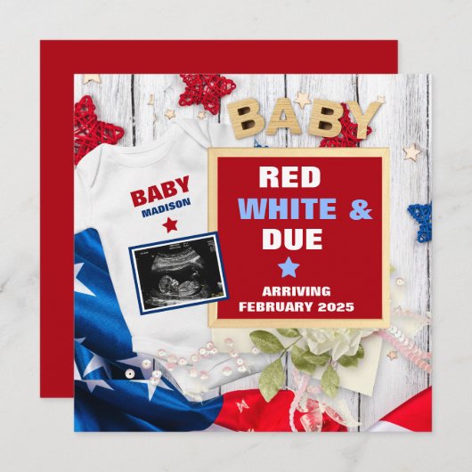 Vierde juli Digitale zwangerschapsaankondiging Aankondiging (Voorkant / Achterkant)