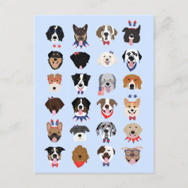 Vierde juli Dog Faces Briefkaart