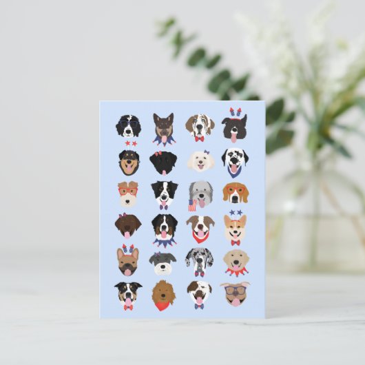 Vierde juli Dog Faces Briefkaart (Staand voorkant)