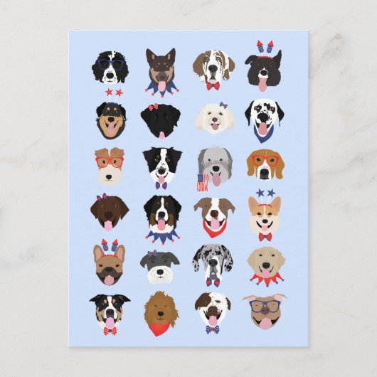 Vierde juli Dog Faces Briefkaart (Voorkant)