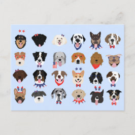 Vierde juli Dog Faces Briefkaart