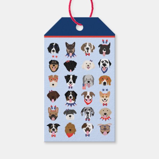 Vierde juli Dog Faces Cadeaulabel (Voorkant)